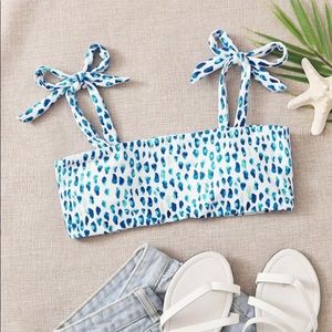 Shein Dalmatian Tie Shoulder Bikini Top Size Medium